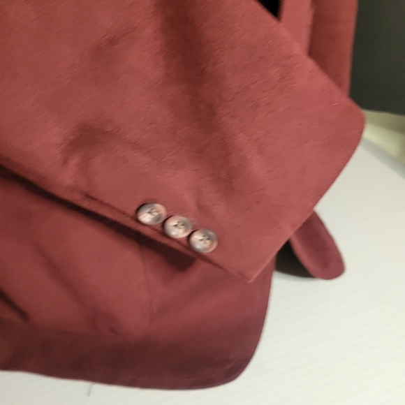 Vintage Men's Medium Suede Dark Red Dinner Jacket Burgundy Old Money Fall Winter - Picture 7 of 16